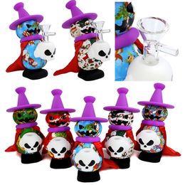 Vente en gros Joyeux Noël Verre Fumer Pipe 6 Pouces Brûleur À Huile Pipe Beau Bonhomme De Neige Fumer Pipes Silicone Pipe À Eau Main Dab Rigs Multi Couleurs