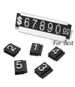 Groothandilver 30 sets sieraden display label tag verstelbaar nummer tegen kubus dollar bord met basisstand3352158