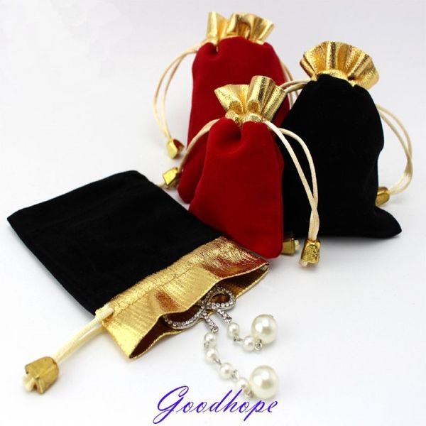 En gros 100 pcs bijoux pochettes de rangement velours cordon anneau boucle d'oreille bracelet pendentif sacs de transport perle diamant paquet cas T20250p