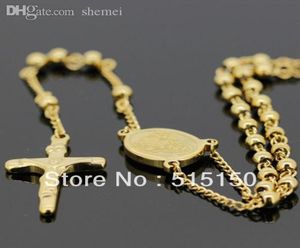 Wholestairless Steel Gold Rosary Chain Necklace24quot 53quot4mm22g Factory Expert Ontwerp Kwaliteit Nieuwste stijl 8792100