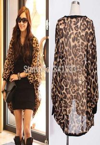 Wholesummer Femme Thin Blouse Mariffon Leopard Print Kimono Cardigan Bawting Long Manchets Jacketsblusa Chifon Blusas Feminina1248294