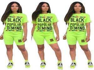 Wholesweatsuit Letter Crew Neck Tshirtshorts 2 pièces Set Bodycon Tee Top Pant Tracksuit Summer Casual Clothing Sportswear O3512729