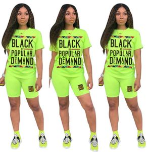 Wholesweatsuit Letter Crew Neck Tshirtshorts 2 pièces Set Bodycon Tee Top Pant Tracksuit Summer Casual Clothing Sportswear O7223610