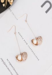 Wholevery lindo Nuevo diseñador de moda dulce cristal diamante concha perla clip gota cuelga pendiente de araña para mujer niñas w6349532