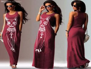 Wholevestidos Nouveau 2016 Cat Imprimé robe maxi femme d'été Dress Elbise Bodycon Robe Vestido Plus Size Women Clothing DressE3167809