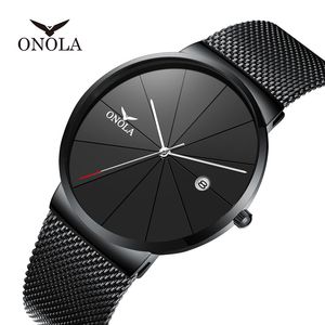 WholewatchesONOLA Authentique Tendance De La Mode Simple Ultra-Mince Hommes Montre Ceinture Étanche Étudiant Mâle Montre Une Pièce Dropshipping Montre-Bracelet