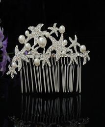 Wholewedding romantique cristal strass perle métal étoile cheveux peigne mariée fête cheveux bijoux mariée vintage cheveux accessoires2049625