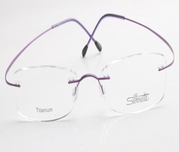 WholeWholeLuxurybrand Silhouette Marco de gafas ópticas sin montura de titanio Sin prescripción de tornillos con Bax 7612053