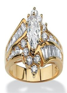 WholeWomen 18K plaqué or diamant irrégulier diamant oeil en forme d'échelle zircon anneau de mariage ensemble pour femmes anneaux bijoux F598811374862