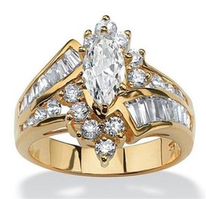 WholeWomen 18K plaqué or diamant irrégulier diamant oeil en forme d'échelle zircon anneau de mariage ensemble pour femmes anneaux bijoux F598812240541