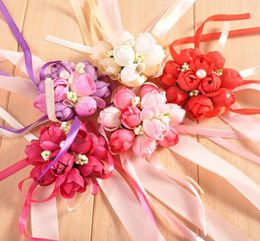 Correin de poignet de la bracelet Bridesage Sisters Fleurs à main des fleurs artificielles en dentelle de soie artificielle Fleurs de mariage pour la décoration de fête de mariage SN15370790