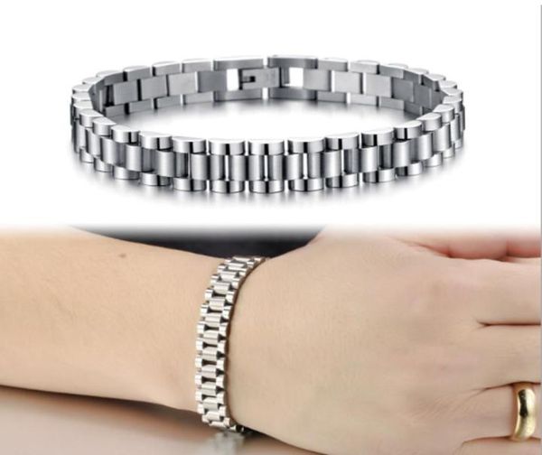 WhoSmens Cool 10 mm 21cm argent 316L Band de montres en acier inoxydable Bracelets Longueur Gift de bijoux pour hommes réglables 9676265