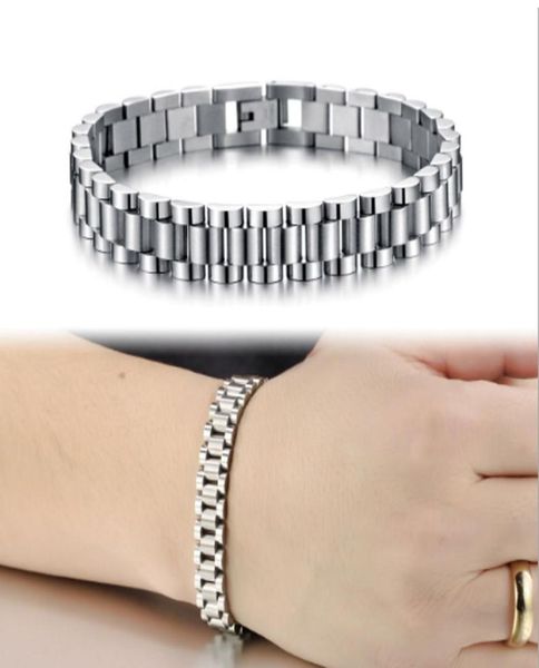 WhoSmens Cool 10 mm 21cm argent 316l Band de montres en acier inoxydable Bracelets Longueur Ajustement des bijoux pour hommes réglables Gifts 9425612