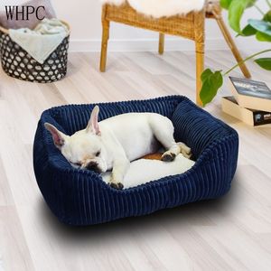 WHPC Pet Dog Beds Soft Cat Nest Corduroy Warm Pet Bed Sofa Washable Square Bed For Small Medium Dogs Cute Pet Kennel All Seasons Y200330