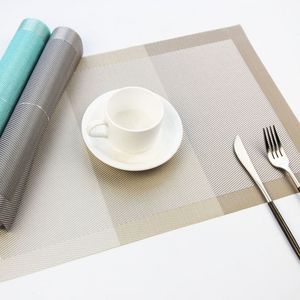 WHQ 2 4 6 pièces/lot Plaid rayé Rectangle napperon PVC Table à manger mode disques tampons bol sous-verres étanche W220406