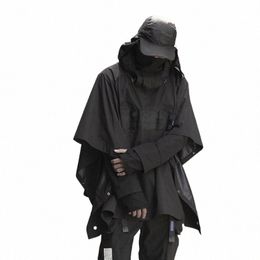 Whyworks 19AW cyberpunk style ninja manteaux noirs vêtements foncés vestes imperméables techwear veste légère manteau technique N6nF #