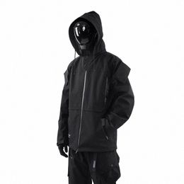 Whyworks 22AW Techwear Composite Stormtrooper Veste détachable à capuche multi-forme Darkwear Black Tech Coat Streetwear Fi q76p #