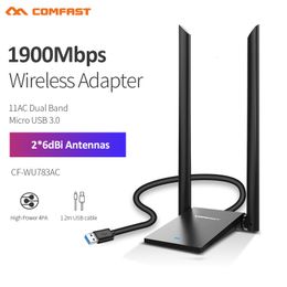 Wi-Fi Finders 1900 Mbps High Power 4 * PA USB3.0 Draadloze Netwerkkaart Desktop PC Wifi Adapter Lange Afstand 2 * 6dBi Antenne Ondersteuning Kali Linux 230718