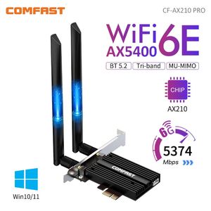 Wi Fi Finders 5374Mbps WiFi6E Intel AX210 PCIe carte réseau sans fil 2 4G 5G 6GHz WiFi 6e adaptateur 802 11ax ac Bluetooth 5 2 pour PC Win11 10 231019