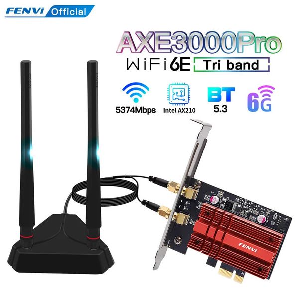 Wi Fi Finders 6E Intel AX210 Adaptador de red WiFi inalámbrico PCIe de doble banda 2 4G 5G 6Ghz 2400M Tarjeta WiFi para Bluetooth5 3 PCI Express Wlan 231019