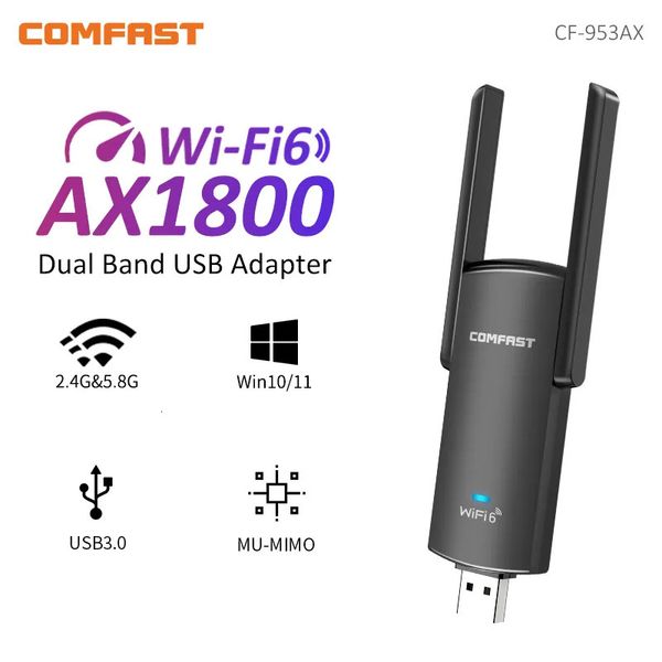 Wi Fi Finder CF 953AX WiFi 6 Adattatore USB 2 4G 5G AX1800 USB3 0 ad alta velocità Dongle scheda di rete Wireless MT7921AU WiFi6 per Win10 11 231019