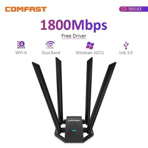 Wi Fi Finders CF 966AX WiFi 6 USB Adapter 2 4G 5G AX1800 High Speed Wireless USB3 0 Dongle Network Card WiFi6 4 Antennas 231019