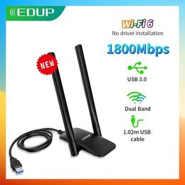 Wi Fi Finders EDUP WiFi 6 adaptateur USB double bande AX1800 USB3 0 lecteur de dongle sans fil carte réseau gratuite WiFi6 pour ordinateur portable de bureau 231019