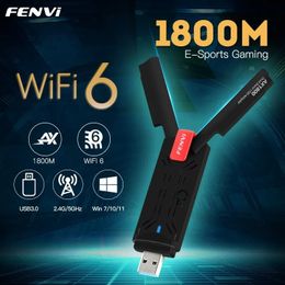 Wi-Fi Finders FENVI WiFi 6 USB Adapter Dual Band AX1800 2 4G 5GHz Draadloze 6E AXE3000 Dongle Netwerkkaart 3 0 Win7 10 11 231019