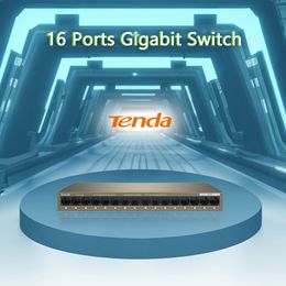Wi Fi Finders Tenda 16 puertos Gigabit Switch 10 100 1000 Mbps Desktop Hub Network Full Half Duplex TEG1016M Vlan Ethernet 230712