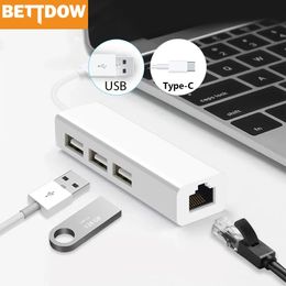 Wi-Fi Finders USB Ethernet met 3-poorts HUB 2 0 RJ45 Lan-netwerkkaart naar adapter voor Mac iOS Android PC RTL8152 231019