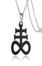 Wiccan Jewelry Symbole alchimique pour l'église de soufre de Satan Satans Pendant Collier en acier inoxydable noir Inversible7866424