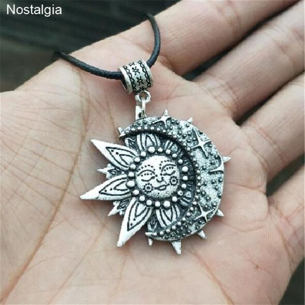 Collar Wiccan Sun Moon Star para hombre, mujer, Mandala, flor de loto, brujería Wicca, joyería de bruja, joyería espiritual sin cuello 231p