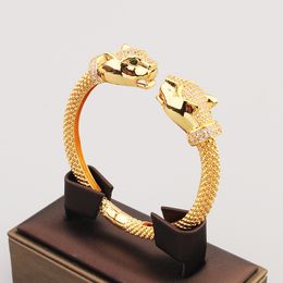 large 18 km en or sliver léopard diamant bracelets chain love Designer for women Men coup couple créateur de mode de mode de mariage fête des cadeaux de la Saint-Valentin