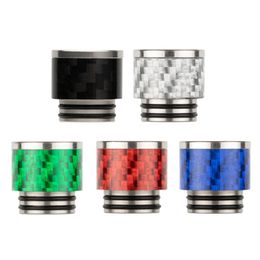 Brede 810 Koolstofvezel Drip Tips RVS Sigarettenhouder Mondstukken Pijp Damp Mondstuk Voor 810 Draad Smok RDA RBA Tank Verstuivers Driptips Cover