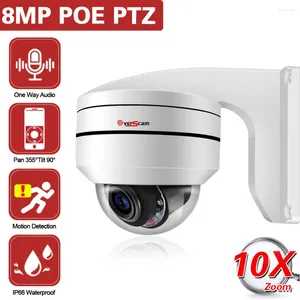 Cámara IP domo gran angular IP66 PTZ POE 10X Zoom óptico detección de movimiento visión nocturna IR 90m Audio CCTV seguridad Hom