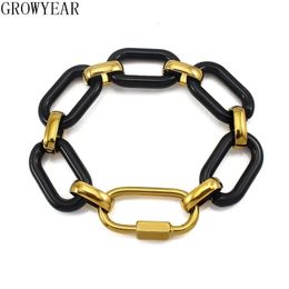 Bracelets de liens acryliques larges pour les femmes Bracelet punk de serrure de vis à vis différentes couleurs disponibles Bracelets d'amitié 240430