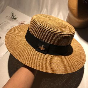 Brede rand 2022 Designer Bee Cap emmer hoed Fashion Men Women gemonteerd hoge hoeden hoogwaardige stro sun caps hoed 01