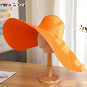 Chapeaux à bord large 12Colors dames été surdimensionnés surdimensionnés 70 cm femmes souples de plage de plage mode pliable de vacances pliables.