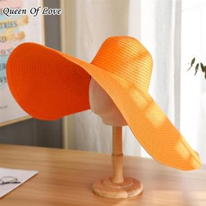 Chapeaux à large bord 12 couleurs dames été surdimensionné 70cm femmes disquette grand chapeau de plage mode pliable vacances pare-soleil casquettes drop296c