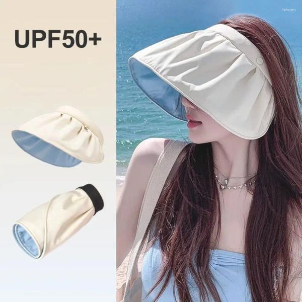 Chaps à bord large 1pcs Protection UV Chapeau de Sunshade Summer Soft Backet Cap pliable Shell Femmes