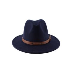 Sombreros de ala ancha 2021 Clásico británico Fedora Hat Hombres Mujeres Lana Otoño Invierno Fieltro Gran Moda Jazz Vintage Sun8509998