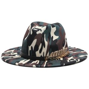 Chapeaux à large bord 2021 Fedora Femmes Hommes Camouflage Casual Jazz Cap Imprimer Luxe Robe formelle en plein air Feutré Hat267K
