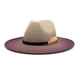 Sombreros de ala ancha 2022 Medalla de bronce Damas Men039s Lana Retro Trilby Fieltro Fedora Sombrero Caballero Elegante Invierno Otoño Jazz3735654