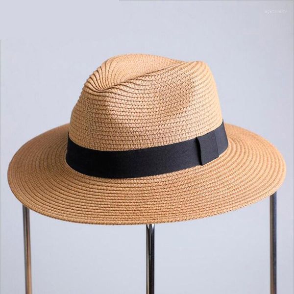 Sombreros de ala ancha 2022 Unisex Casual vacaciones verano sombrero de sol Panamá paja mujeres ala playa Jazz hombres plegable Eger22