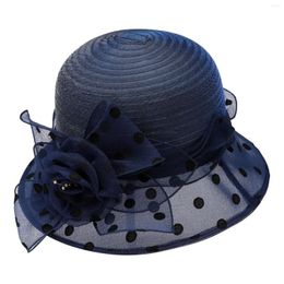 Chapeaux à large bord 2023 dames élégantes maille fleur chapeau de soleil femmes mariage thé fête voyage casquette été extérieur plage tissé paille Sombrero