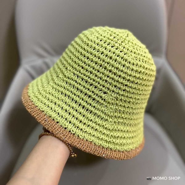 Chapeaux à large bord 2023 coréen japonais crochet printemps été paille chapeau de soleil lin pêcheur chapeau correspondant couleur paille seau chapeau bassin chapeau pour femmes G230227