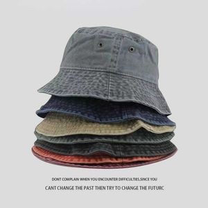 Brede rand hoeden 2023 Nieuwe vissershoed vintage denim emmer hoeden buiten mannen vrouwen gewassen katoen panama hoed mode hiphop gorros bob hat g230224