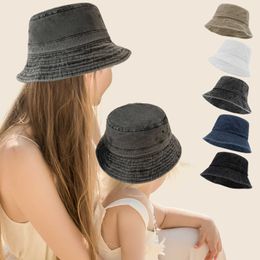 Chapeaux à larges bords 2023 Nouveaux chapeaux de seau pare-soleil lavés pour garçons et filles Chapeau de pêcheur parent-enfant décontracté pour enfants mère P230327