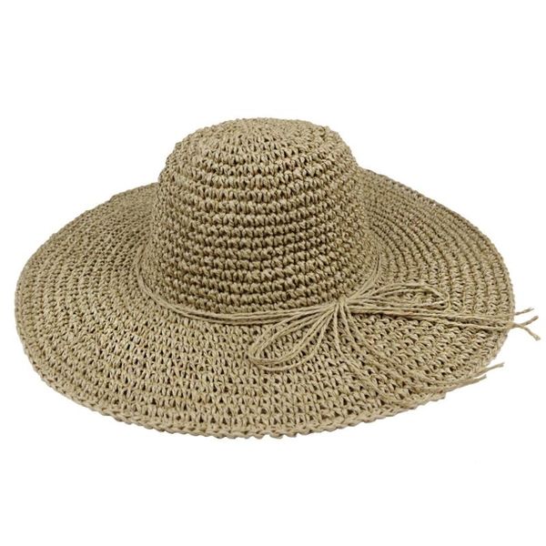 Hates de borde ancho 2023 Venta de sombrero de crochet femenino grande a lo largo de la playa de verano de la playa de verano para mujeres y niñas