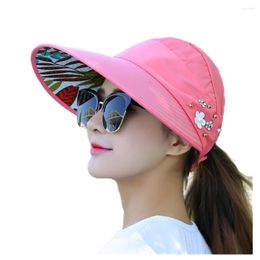 Chapeaux à large bord 2023 été filles soleil coréen enfants casquettes de plage enfants Flodable avec Birm Anti-uv extérieur Sunhats-1